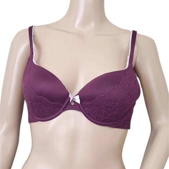 Victoria's Secret Body Perfect Shape Maroon Lace Bra 34B - Picture 1 of 2